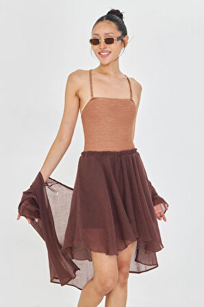 Beli Lastikli Kırışık Şort Etek