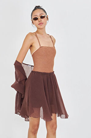 Beli Lastikli Kırışık Şort Etek