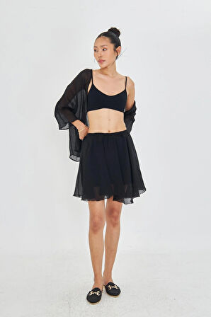 Beli Lastikli Kırışık Şort Etek