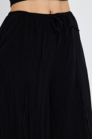 Parçalı Bağcıklı İnce Pantolon