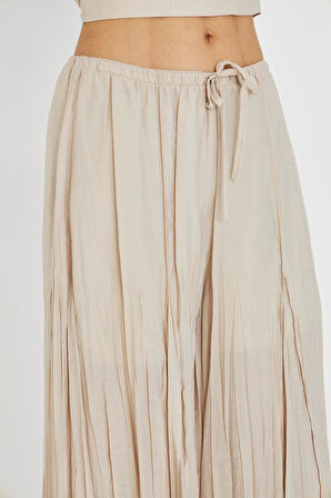 Parçalı Bağcıklı İnce Pantolon