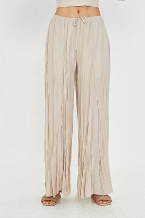 Parçalı Bağcıklı İnce Pantolon