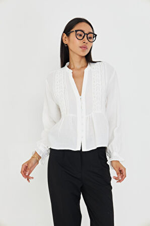 Hakim Yaka Dantelli Gömlek