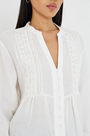 Hakim Yaka Dantelli Gömlek