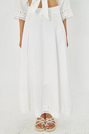 Dantel Detaylı Uzun Etek