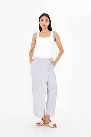 Etek Detaylı Keten Görünümlü Pantolon