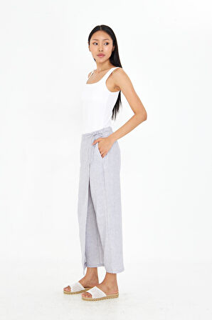 Etek Detaylı Keten Görünümlü Pantolon