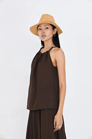 Sıfır Kollu Halter Yaka Bluz