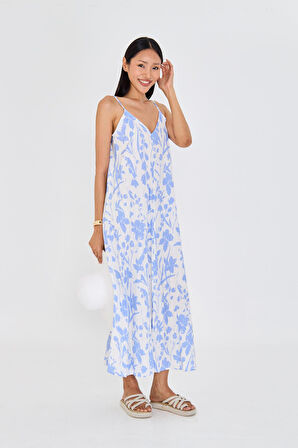 Ayarlanabilir Askılı Desenli Elbise