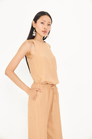 Damla Detaylı Keten Görünümlü Bluz