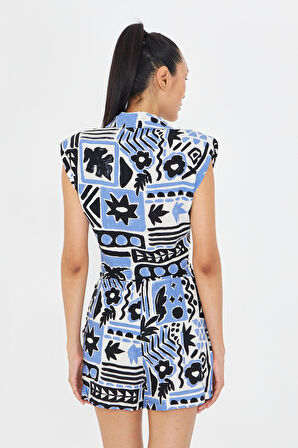 Önden Bağlamalı Desenli Gömlek