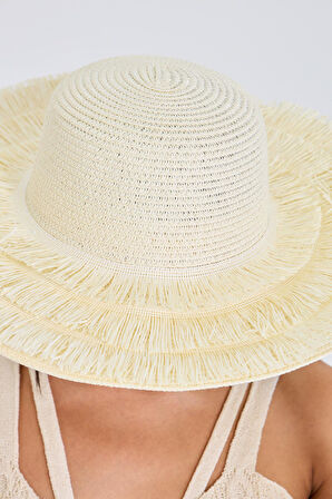 Püsküllü Hasır Şapka