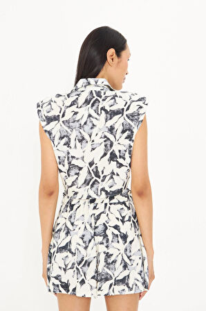 Bağlamalı Desenli Viskon Gömlek