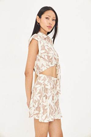 Bağlamalı Desenli Viskon Gömlek