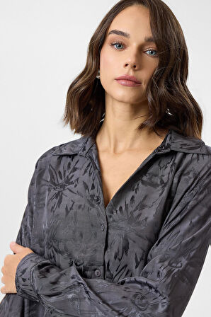 Desenli Saten Gömlek