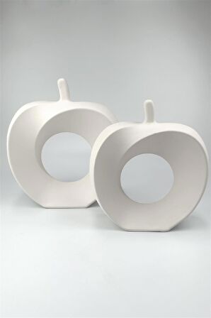 Elma Dekoratif Obje Seramik Bisküvi - Küçük (Ham Ürün)