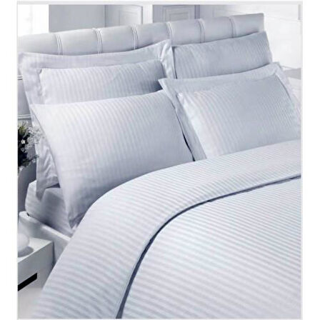 Beyaz Otel Tipi Pamuk Saten Çift Kişilik Nevresim Takımı