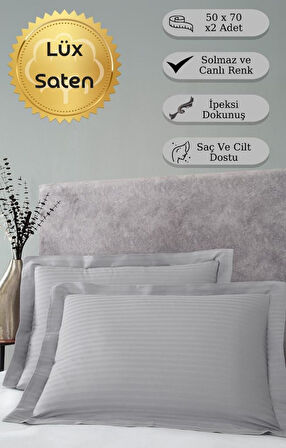 Yastık Kılıfı 2’li Pamuk Saten Stripe Karna