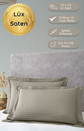 Yastık Kılıfı 2’li Pamuk Saten Stripe Karna