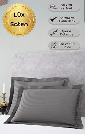 Yastık Kılıfı 2’li Pamuk Saten Stripe Karna