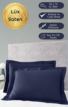 Yastık Kılıfı 2’li Pamuk Saten Stripe Karna
