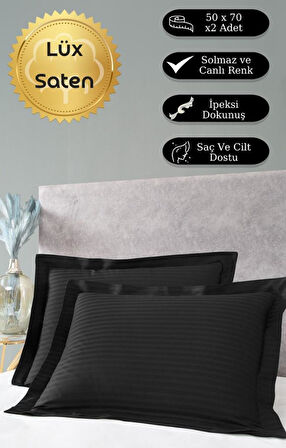 Yastık Kılıfı 2’li Pamuk Saten Stripe Karna