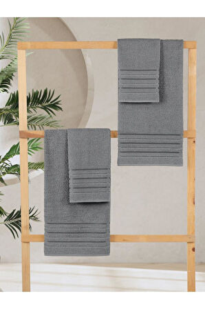 4 Lü Banyo Havlusu Seti Dora Gri - 70x140