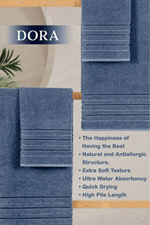 4 Lü Banyo Havlusu Seti Dora Indigo - 70x140
