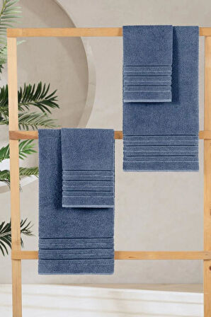 4 Lü Banyo Havlusu Seti Dora Indigo - 70x140