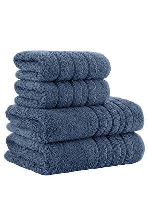 4 Lü Banyo Havlusu Seti Dora Indigo - 70x140