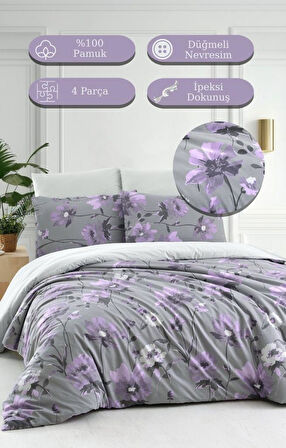 Nevresim Takımı Çift Kişilik Pp %100 Pamuk Percale Baskılı