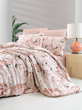 Nevresim Takımı Çift Kişilik Mariel %100 Pamuk Percale Zarif Baskılı