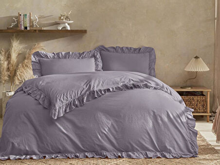 Nevresim Takımı Fırfırlı Stonewash Cotton 200x220 cm