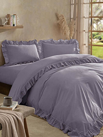 Nevresim Takımı Fırfırlı Stonewash Cotton 200x220 cm