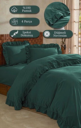 Nevresim Takımı Fırfırlı Stonewash Cotton 200x220 cm