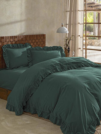 Nevresim Takımı Fırfırlı Stonewash Cotton 200x220 cm