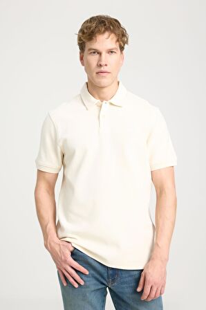 Kısa Kollu Polo T-shirt Ecru