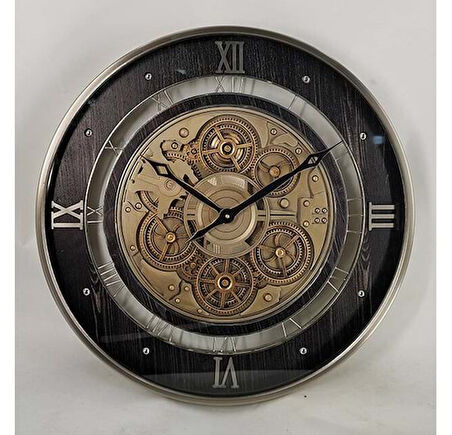 Arow Duvar Saati Dekoratif Krom Antrasit TR-1032