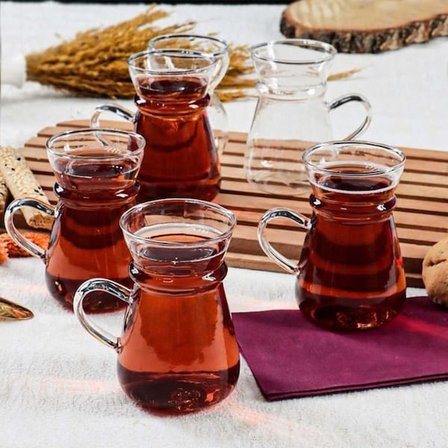 Arow Grape Borosilikat Cam 6'lı Çay Seti - Şeffaf - 220 ml