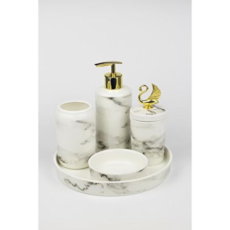 Arow Peri 5 Parça Banyo Seti Beyaz Mermer DC.TR-2841BEYAZ