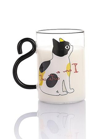 Kedi Figürlü Isıya Dayanıklı Borosilikat Cam Bardak
