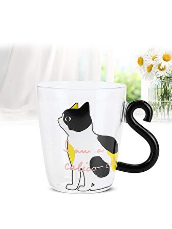 Kedi Figürlü Isıya Dayanıklı Borosilikat Cam Bardak
