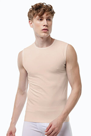 Görünmez Atlet Erkek Ten Rengi 3 Lü Paket Sıfır Yaka Iz Yapmayan Modal Kolsuz Atlet 007