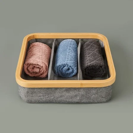 Arow 3 Bölmeli Katlanabilir Sepet - Gri - 30x30 cm