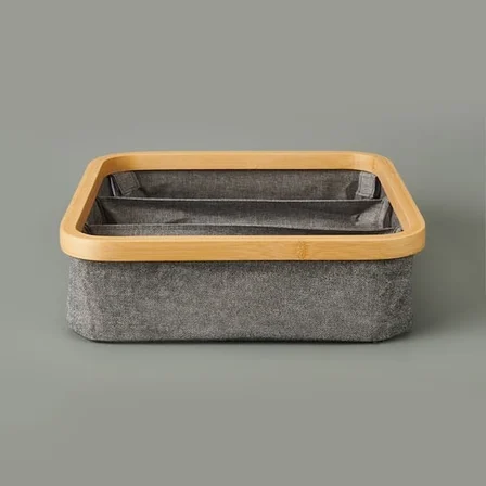 Arow 3 Bölmeli Katlanabilir Sepet - Gri - 30x30 cm