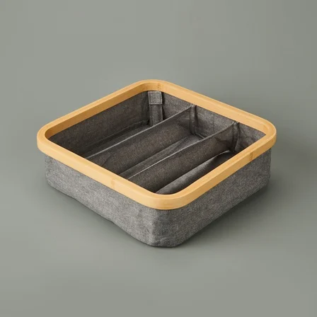 Arow 3 Bölmeli Katlanabilir Sepet - Gri - 30x30 cm