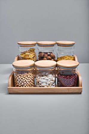 Sky 6'lı Standlı Cam Kavanoz Saklama Takımı