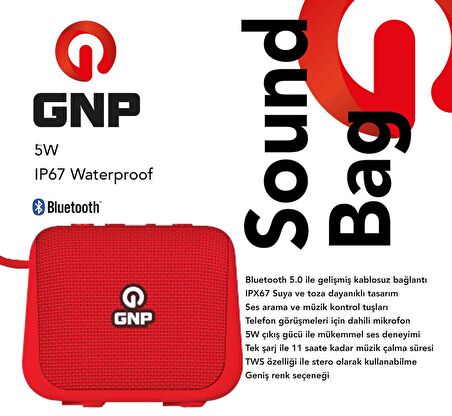 Gnp Sound Bag Bluetooth Hoparlör Kırmızı