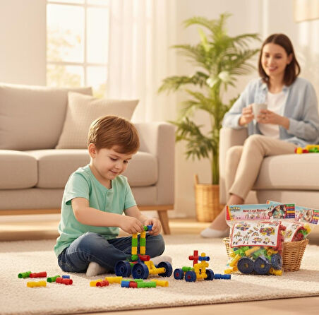 Boru Lego Bloklar - 72 Parça Renkli Eğitici Borulu Lego Oyuncak Seti (3+ Yaş)