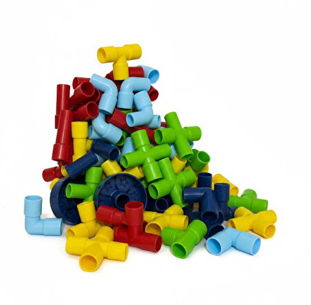 Boru Lego Bloklar - 72 Parça Renkli Eğitici Borulu Lego Oyuncak Seti (3+ Yaş)